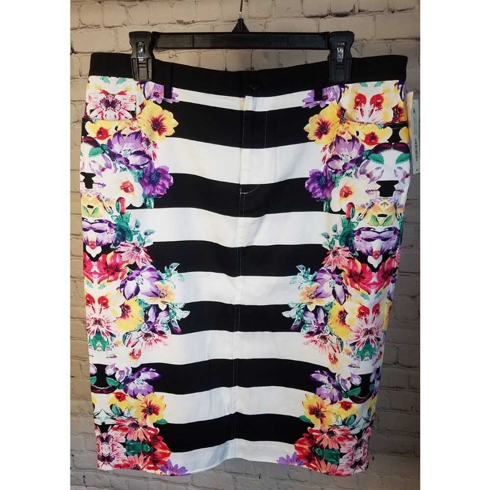 Bison Bisou striped floral pencil skirt 14